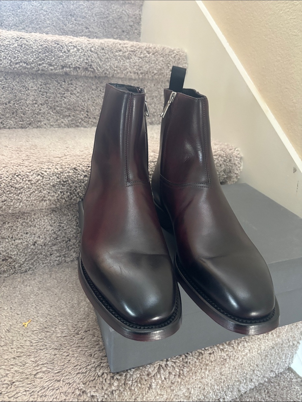 John Varvatos Men's Chelsea Zip Ankle Boots in Dark Brown Size 8.5 - Picture 4 of 6